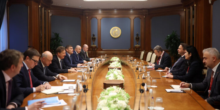 Bakan Bayraktar, Gazprom Başkanı Miller ile bir araya geldi. (DHA)