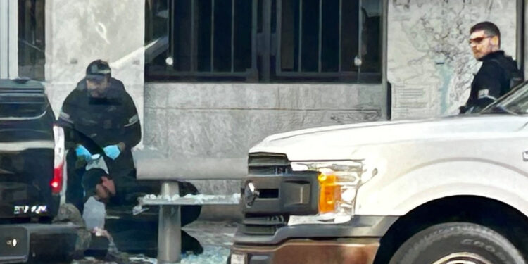 Law enforcement respond at the scene after two National Guard members were shot near the White House in Washington, D.C., U.S., November 26, 2025. Mike Ryan /Handout via REUTERS THIS IMAGE HAS BEEN SUPPLIED BY A THIRD PARTY. NO RESALES. NO ARCHIVES.